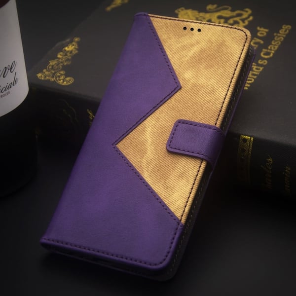 IDEWEI Motorola Moto G54 5G Cover Card Holder Vegan Leather Anti-drop Phone Case - Purple