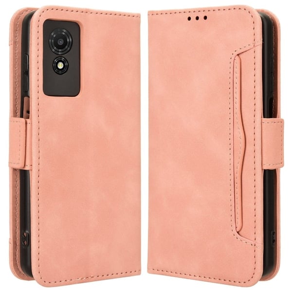 TCL 501 Leather Case with Multiple Card Slots Folio Flip Wallet Phone Cover - Pink