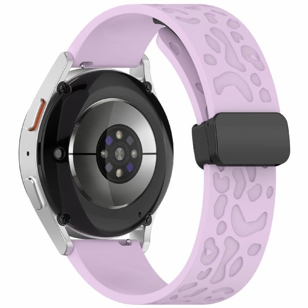 KALEBOL 20mm Magnetic Silicone Strap Samsung Galaxy Watch6 Classic 47mm / 43mm / Huawei Watch GT 3 Pro 43mm Leopard Print Watch Band - Purple