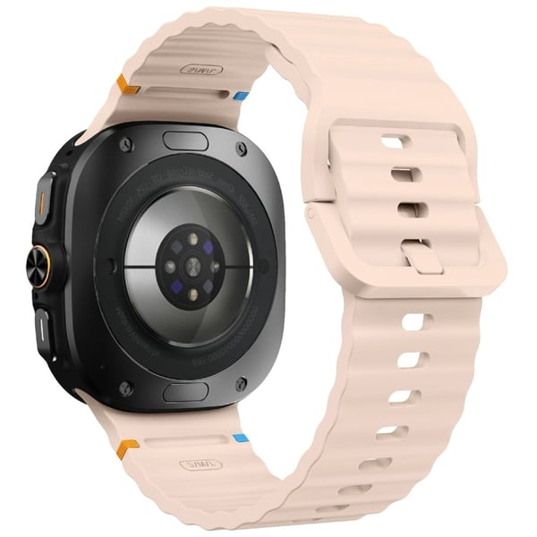 KALEBOL Samsung Galaxy Watch Ultra 47mm Silicone Watch Band Wave Stitch Adjustable Strap - Pink