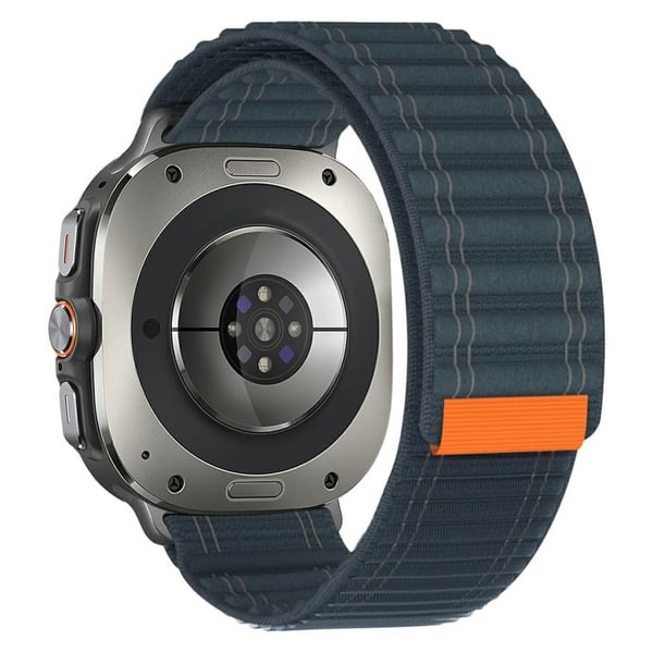 KALEBOL Samsung Galaxy Watch Ultra 47mm Nylon Watch Strap Magic Tape Wave Wrist Band - Mørkeblå