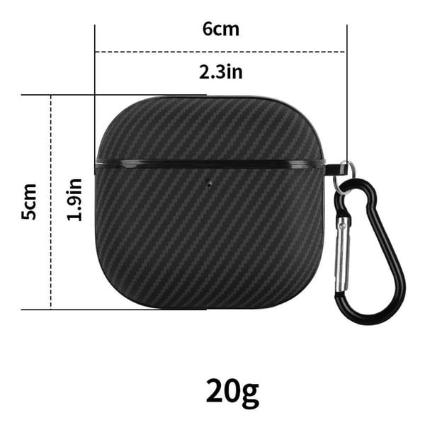 AirPods 4 Case Carbon Fiber Texture Flexible Vegan Leather Earbuds Protective Cover with Hook - Brown