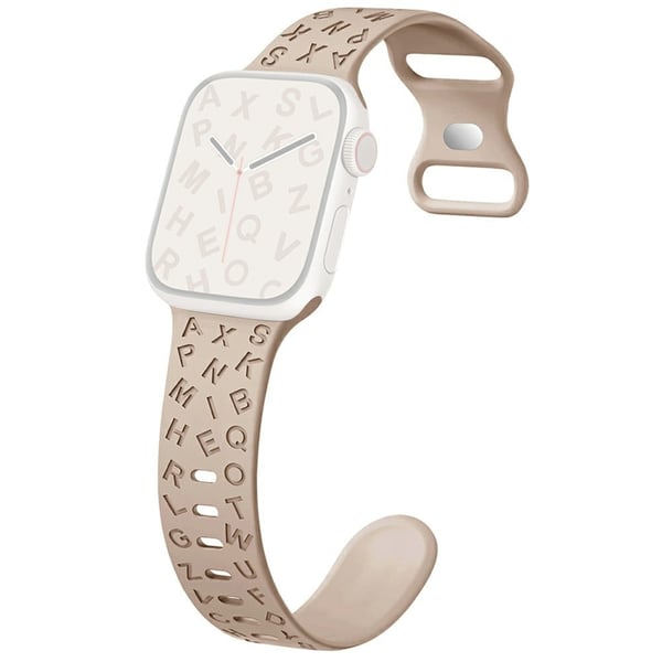 KALEBOL Silicone Band Apple Watch Series 10 42mm Alphabet Pattern Watch Strap - Milk Tea