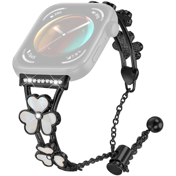 Huawei Watch Fit 3 kellonauha Sydän apila sisustus sinkkiseos metalli hihna - Musta
