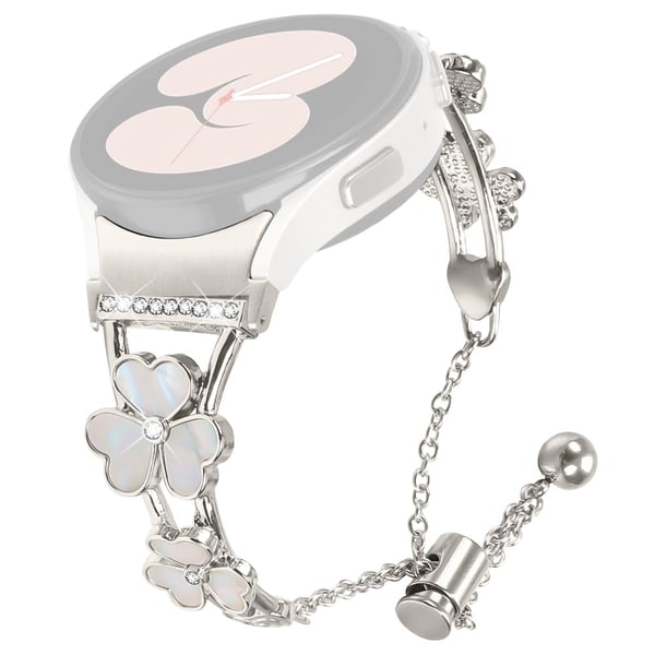 Heart Clover Decor Watch Band with Connector Samsung Galaxy Watch 5 / Watch 5 Pro / Watch 5 Active / Watch4 / Watch4 Classic / Watch4 Active - Starlig