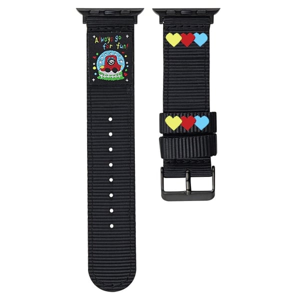Canvas Watch Band Apple Watch Series 10 42mm Love Label Wrist Strap - Black