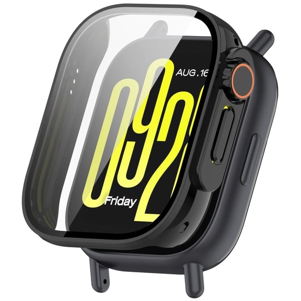 Xiaomi Redmi Watch 5 Lite Ridsefast hærdet glas Integreret urkasse Fuld dækning Beskyttelse - Sort