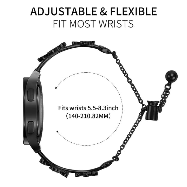 Huami Amazfit GTS 2e Watchband Heart Clover Decor Zinc Alloy Metal Strap - Black