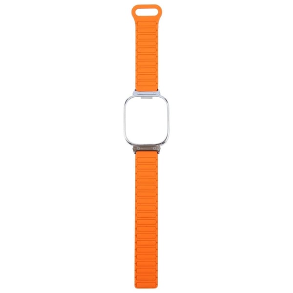 Xiaomi Redmi Watch 5 / 4 Metal Silver Frame Integrated Magnetic Silicone Watch Band - Orange+Black