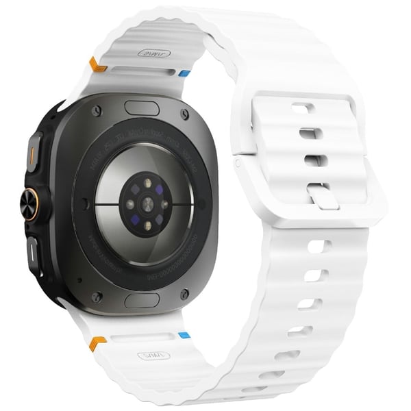 KALEBOL Samsung Galaxy Watch Ultra 47mm Silicone Watch Band Wave Stitch Adjustable Strap - Hvid