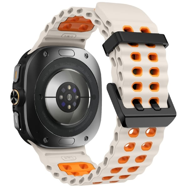 Samsung Galaxy Watch Ultra 47mm Silicone Band Dual Color Replacement Watch Strap - Starlight+Orange