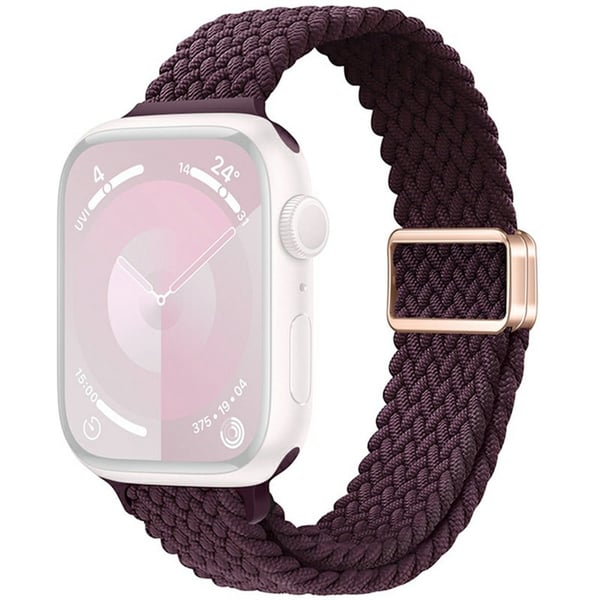 KALEBOL Braided Watch Band Apple Watch Series 10 42mm Elastic Nylon Strap - Cherry