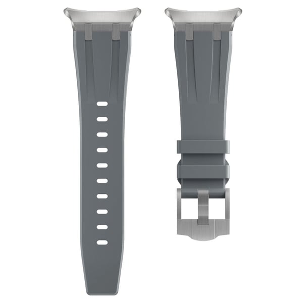 Samsung Galaxy Watch Ultra 47mm Silicone Watch Band Adjustable Strap with Silver Buckle - Silver + Grey