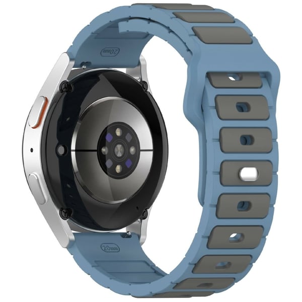 KALEBOL 20mm Dual Color Silicone Strap Samsung Galaxy Watch6 Classic 47mm / 43mm / Huawei Watch GT 3 Pro 43mm Watch Band - Blue+Grey