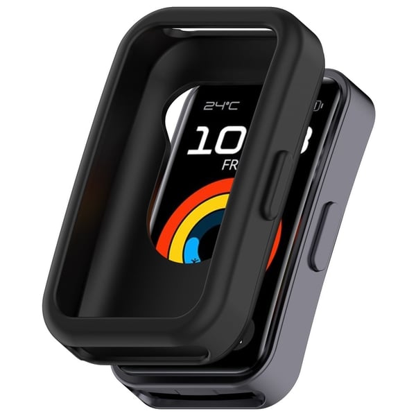Huawei Band 9 / Band 8 Watch Case Soft Silicone Hollow Watch Frame Cover - Black