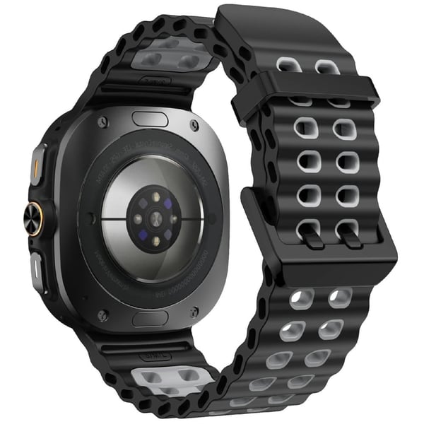 Samsung Galaxy Watch Ultra 47mm silikoniranneke kaksivärinen korvaava kellohihna - Musta + Harmaa