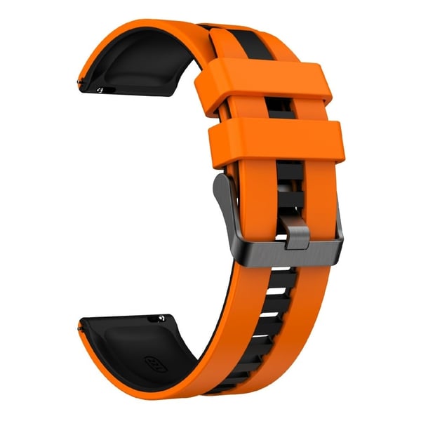 KALEBOL 22mm kaksivärinen silikonihihna Samsung Galaxy Watch3 45mm / Huawei Watch GT 5 46mm / GT 5 Pro 46mm kellonauha - Oranssi + Musta