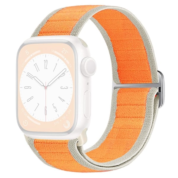 Watch Band Apple Watch Series 10 42mm Elastic Nylon Figure-8 Buckle Strap - Orange Watch Band Apple Watch Series 10 42mm Elastic Nylon Figure-8 Buckle Strap - Orange