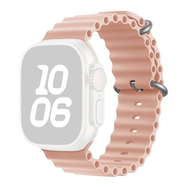 KALEBOL Ocean Silicone Band Apple Watch Series 10 42mm Breathable Soft Watch Strap - Pink