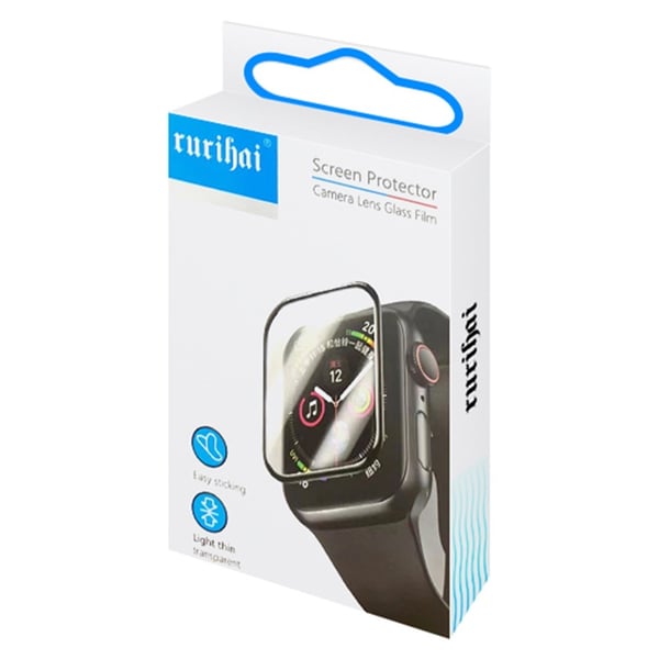 RURIHAI Apple Watch Series 10 46mm Watch Screen Protector Tempered Glass Scratch Resistant Frame Screen Film - Starlight
