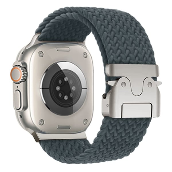Braided Strap Apple Watch Series 10 42mm Watch Band 24mm Parachute Buckle - Lake Green