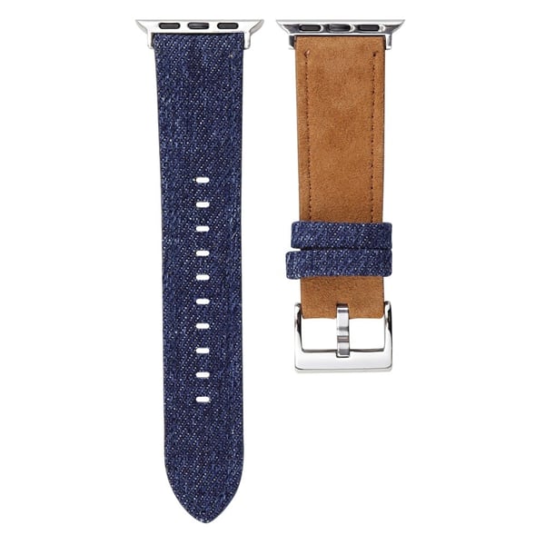 Splicing Color Watch Band Apple Watch Series 10 42mm Suede + Denim Wrist Strap - Blue + Brown