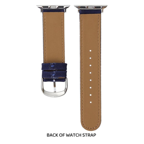 Denim Watch Band Apple Watch Series 10 42mm Embroidered Dog Star Strap - Dark Blue