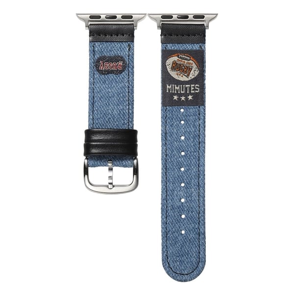 Denim Watch Band Apple Watch Series 10 42mm Retro Replacement Strap - American Football / Light Blue