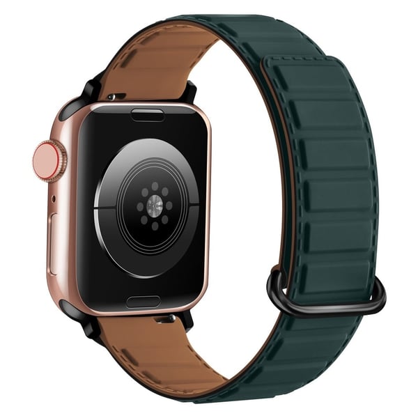 Silicone Strap Apple Watch Series 10 46mm Magnetic Buckle Watch Band - Green+Brown
