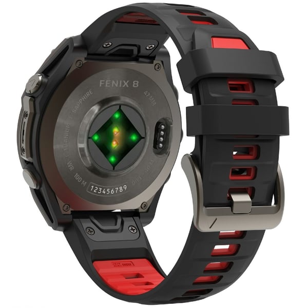 KALEBOL 26mm Dual Color Watch Strap Garmin Fenix 7X Pro / 7X / 6X Pro / 6X Silicone Wrist Band - Black+Red