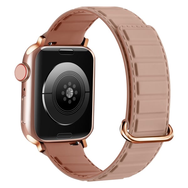 Silicone Strap Apple Watch Series 10 42mm Magnetic Reverse Buckle Watch Band - Rose Grey+Oxford Pink