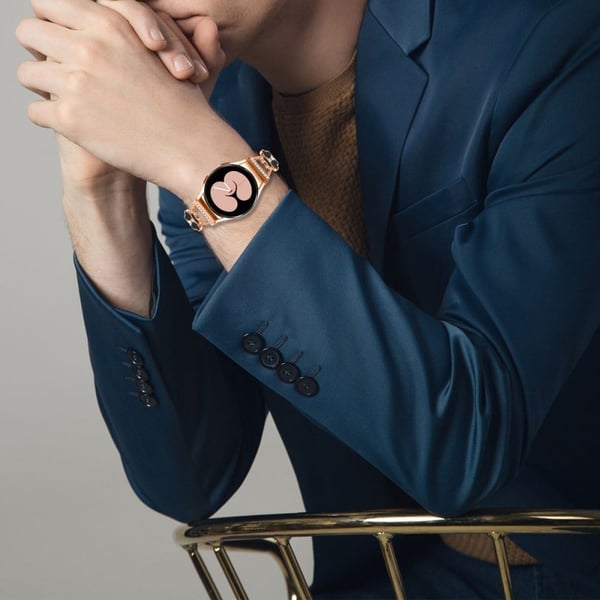 Watch Band with Quick Release Connector Samsung Galaxy Watch6 40mm 44mm / Watch6 Classic 43mm 47mm Heart Clover Decor Strap - Rose Gold