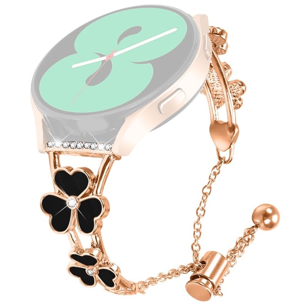 Samsung Galaxy Watch4 Classic 42mm 46mm Watchband Heart Clover Decor Zinc Alloy Metal Strap - Rose Gold