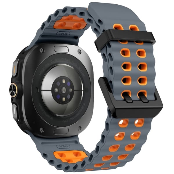 KALEBOL Samsung Galaxy Watch Ultra 47mm Silikonarmband Dual Color Ocean Armband - Grå + Orange