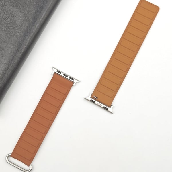 Silicone Strap Apple Watch Series 10 42mm Magnetic Reverse Buckle Watch Band - Brown
