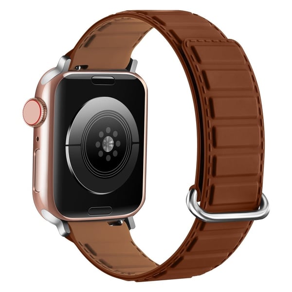 Silicone Strap Apple Watch Series 10 42mm Magnetic Reverse Buckle Watch Band - Brown
