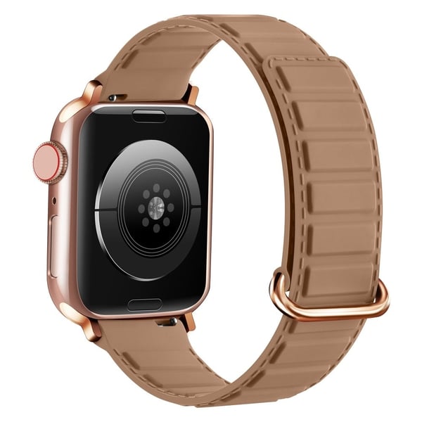 Silicone Strap Apple Watch Series 10 42mm Magnetic Reverse Buckle Watch Band - Apricot