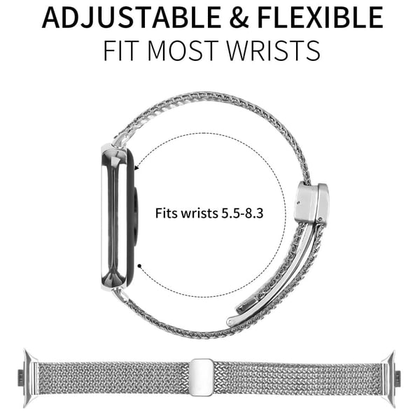 Xiaomi Smart Band 8 Pro Watch Band Herringbone Milanese Stainless Steel Silver Wrist Strap
