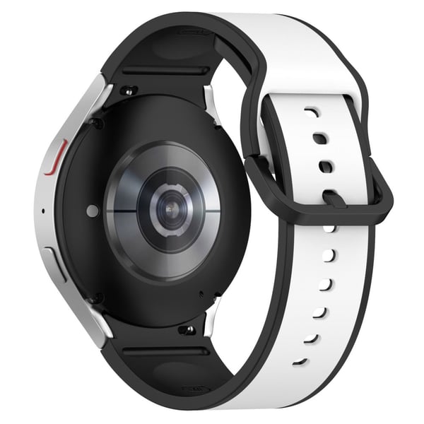 KALEBOL Dual Color Silicone Strap Samsung Galaxy Watch7 / Watch FE 40mm / Watch6 / Watch 5 Watch Band - White+Black