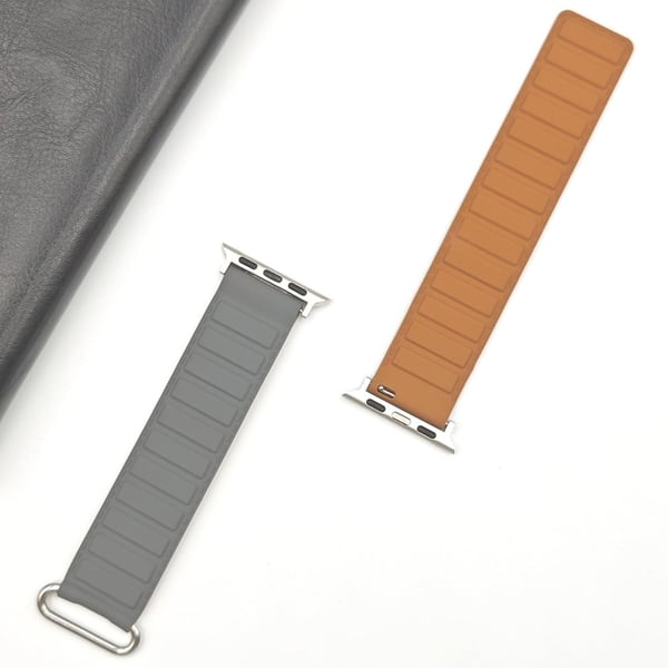 Silicone Strap Apple Watch Series 10 42mm Magnetic Reverse Buckle Watch Band - Grey+Brown