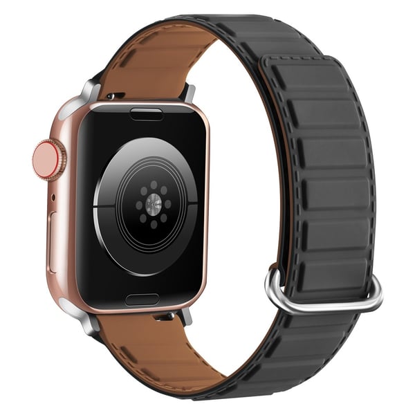 Silicone Strap Apple Watch Series 10 42mm Magnetic Reverse Buckle Watch Band - Grey+Brown