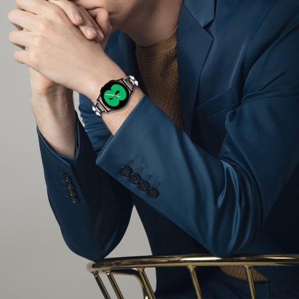 Samsung Galaxy Watch Active2 40mm 44mm Watchband Heart Clover Decor Zinc Alloy Metal Strap - Black