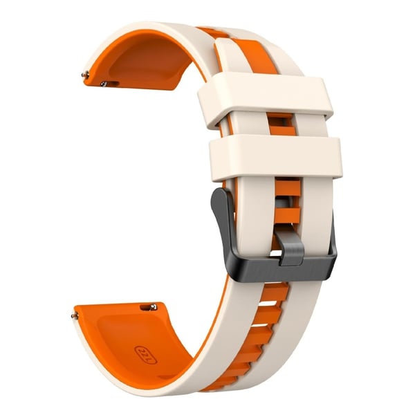KALEBOL 22mm Dual Color Silicone Strap Samsung Galaxy Watch3 45mm / Huawei Watch GT 5 46mm / GT 5 Pro 46mm Watch Band - Starlight+Orange