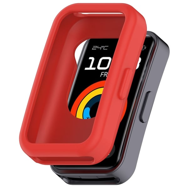 Huawei Band 9 / Band 8 Watch Case Soft Silicone Hollow Watch Frame Cover - Red