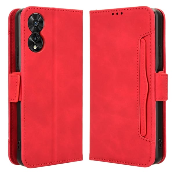 TCL 505 T509K / T5094 Phone Case Multiple Card Slots Wallet Leather Cover - Red
