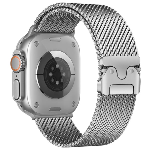 Urrem Apple Watch Series 10 46mm Parachute Buckle Milanese rustfri stålrem - Sølv