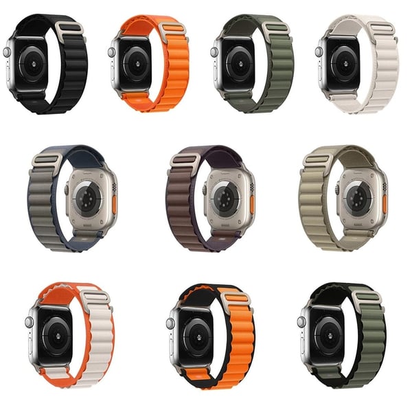 Nylonarmbånd Apple Watch Series 10 46 mm klokkerem (metalladapter) - Oliven