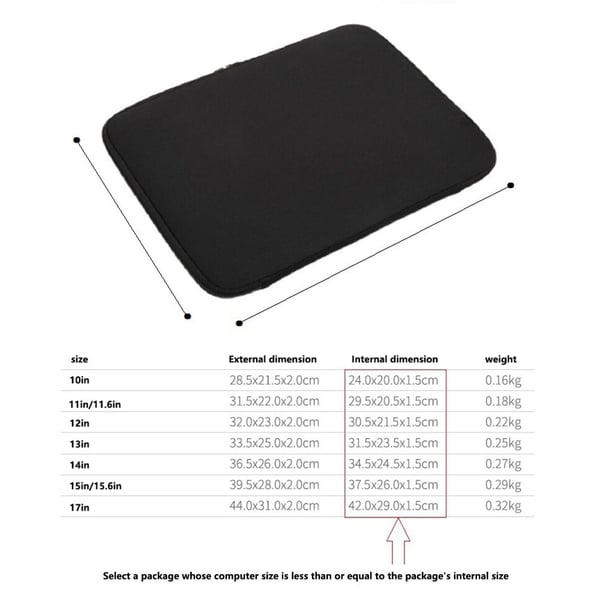 A03 14 inch Laptop Sleeve Bag Neoprene Carrying Bag without Elastic Bands Tablet Briefcase