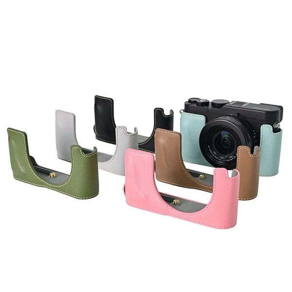 Leica D-Lux 8 Camera Base with Lens Cap Shoulder Strap Vegan Leather Protective Case - Black