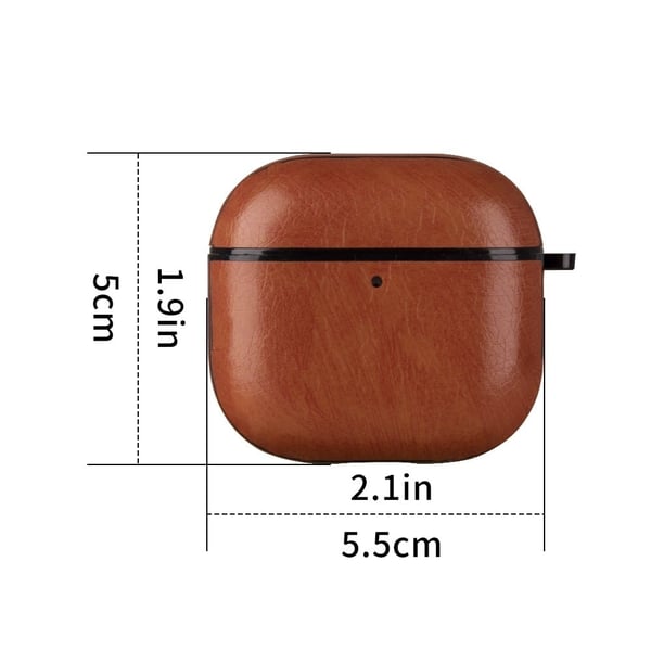 AirPods 4 Earphone Case Bump Resistant and Vegan Leather Protective Cover with Anti-Loss Hook - Dark Brown
